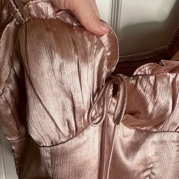 All In Favor Blush Pink Satin Crop Top - Picture 2 of 5